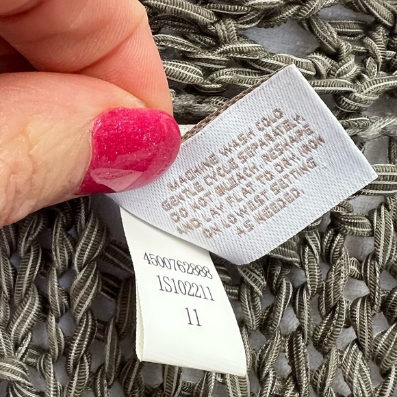 Chico’s mocha and cream crocheted cardigan. - Picture 9 of 10